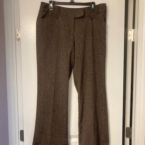 Studio 1940 Dark Brown Herringbone Wide Leg Trousers Women’s 14